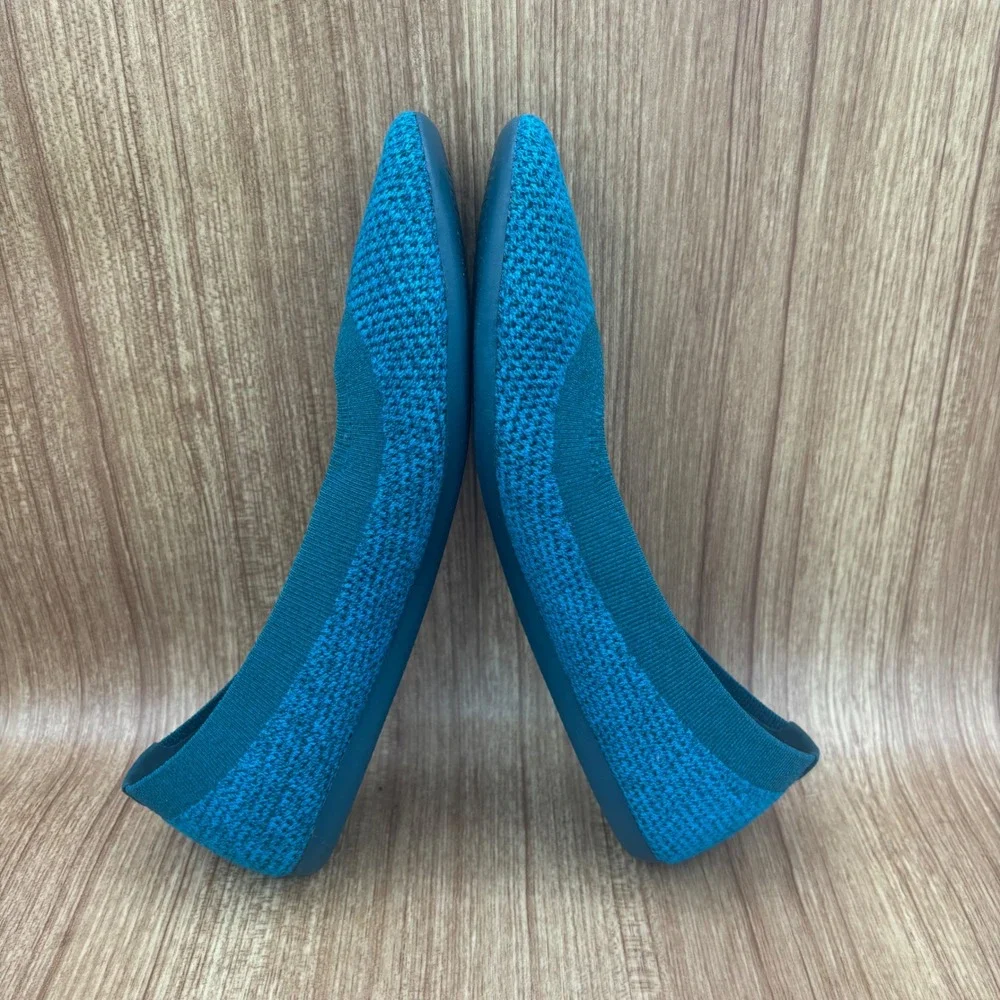 Allbirds Tree Breezers Flat Womens 11 Teal Marine Blue Knit Ballet Shoes